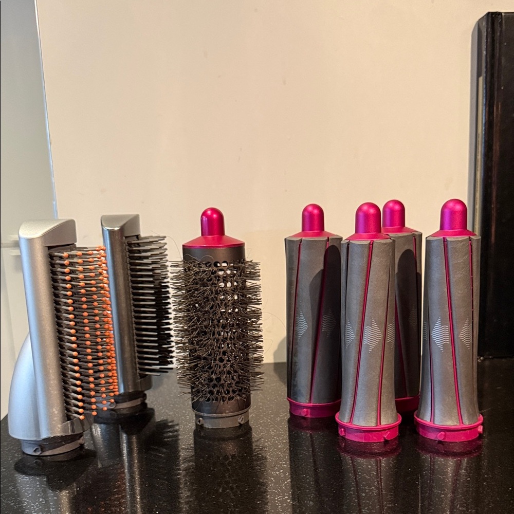 Dyson Hair Styling Attachments in Silver and Pink